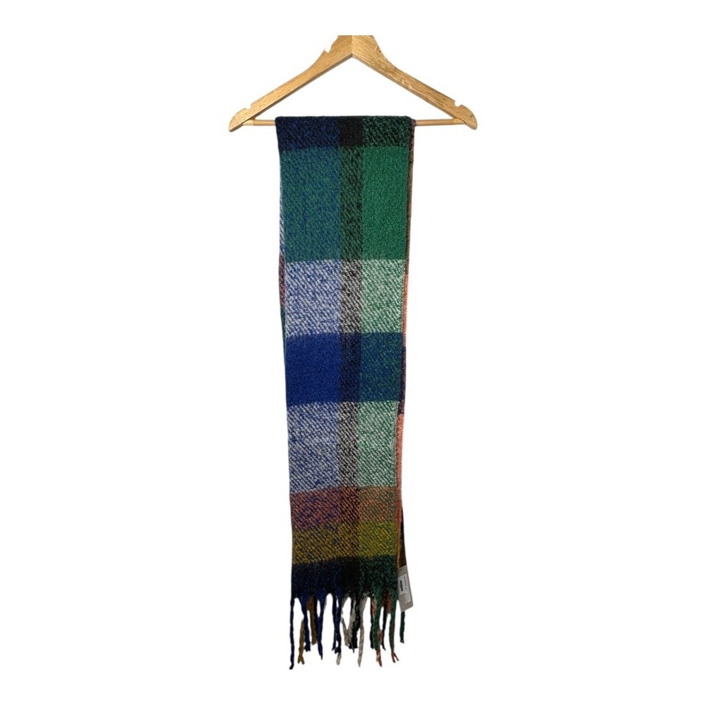 Lizard Thicket Blanket Scarf Plaid Checkered Multicolor‎ Fringe Cozy Shawl NWT